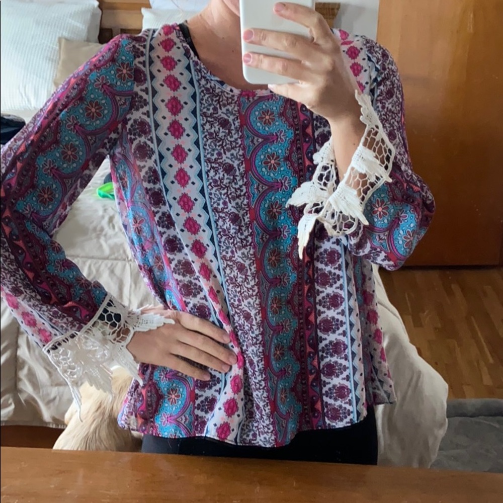 Pinks, open back blouse
